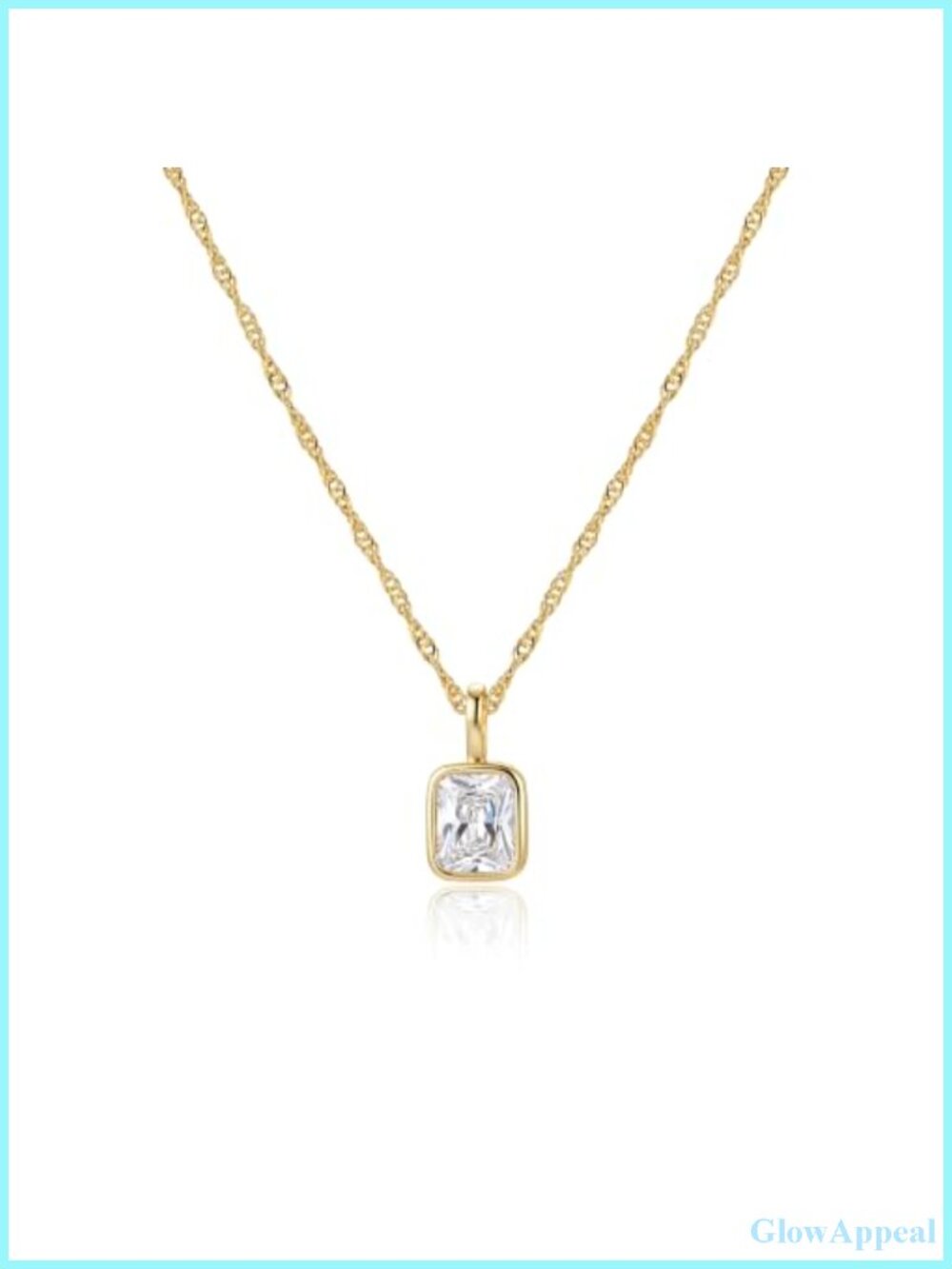 14K Gold Plated Cubic Zirconia Choker Necklace with Rectangle Pendant